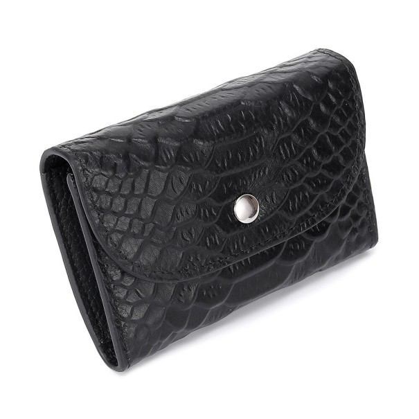Petite portefeuille pour femmes avec motif en cuir de crocodile noir