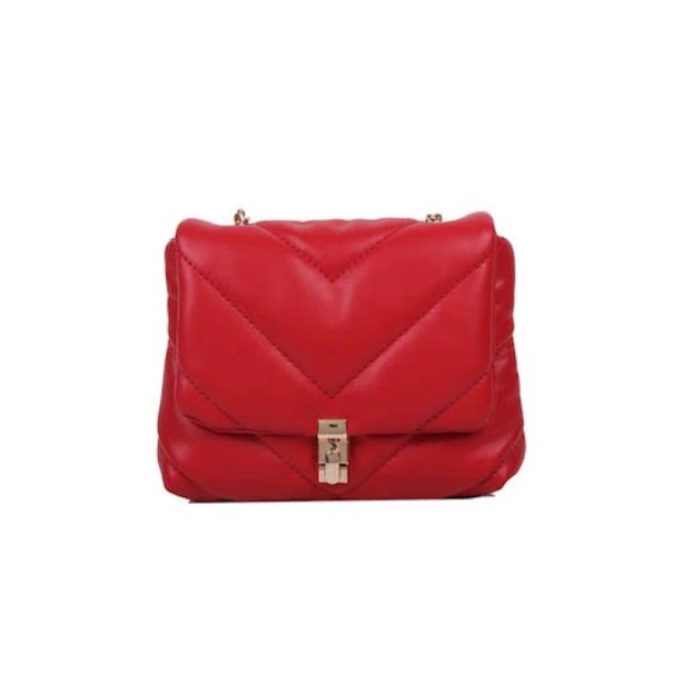 Petite sacoche en cuir pour femme rouge