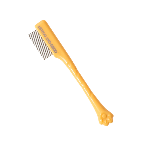 Pettine per il viso e le zampe degli animali domestici 9,7 x 1,2 cm Spazzola delicata per il pelo di cani e gatti Cura del pelo e massaggio della pelle giallo