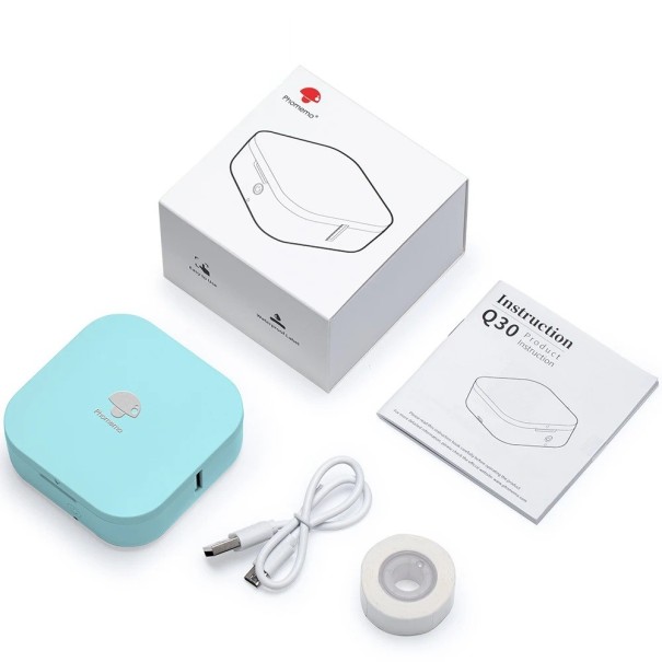 Phomemo Q30 Bluetooth mini-tulostin tarralappuja 203 dpi kannettava taskutulostin itsekiinnittyvät tarrat 6–15 mm iOS Android sininen