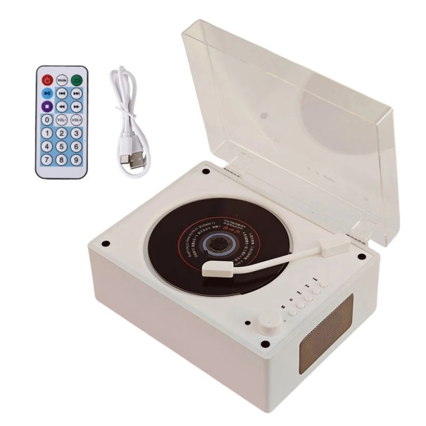 Φορητός ρετρό CD player 19,5 x 14,5 x 9 cm Στερεοφωνικό 2x5 W Bluetooth 5.0 USB USB-C AUX 3,5 mm τηλεχειριστήριο κρεμ