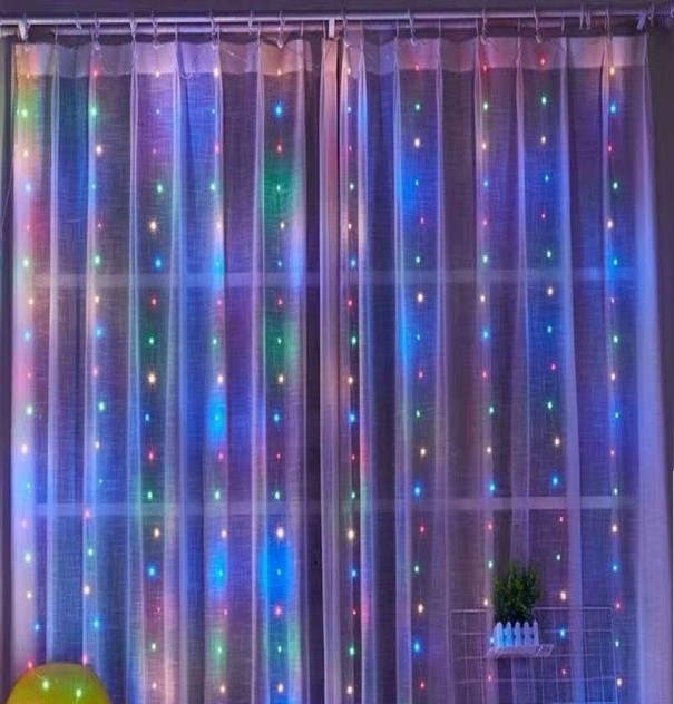 Φωτεινός LED κουρτίνα 3 x 2 μ 200 LED διόδοι πολύχρωμο