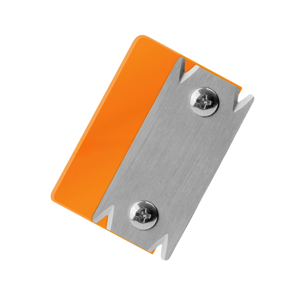 Pialla angolare per bordi 65 mm per legno in acciaio al carbonio e ABS arancione