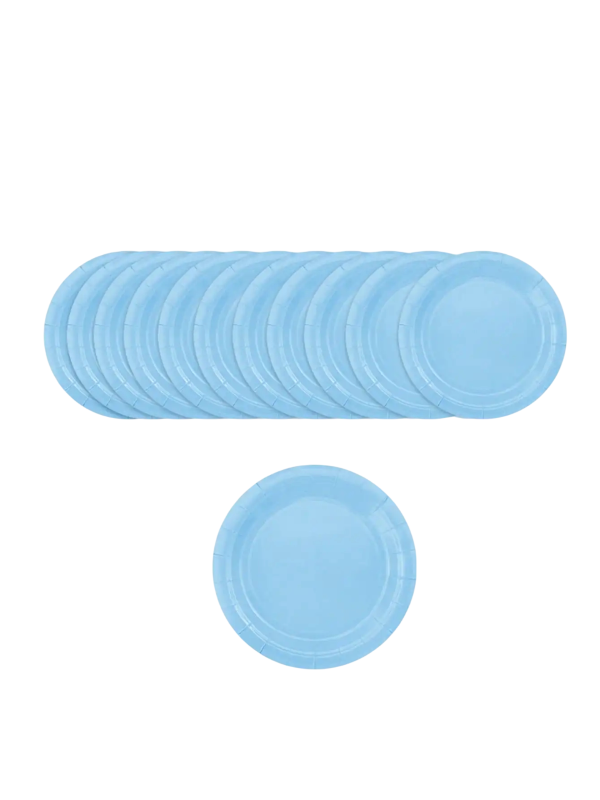 Piatti di carta monouso 17,8 cm Monocromatici azzurri per feste Set di 10 piatti rotondi per feste di compleanno e ristorazione 1