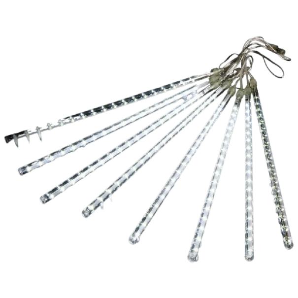 Picătură de ploaie LED 30 cm, 8 tuburi, 144 LED-uri, 220 V alb rece