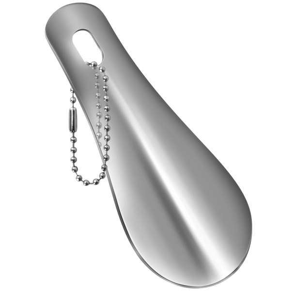 Piccola cucchiaio metallico per scarpe 10 cm in acciaio inossidabile con portachiavi Strumento compatto per indossare in viaggio Mini cucchiaio metallico da tasca per chiavi argento