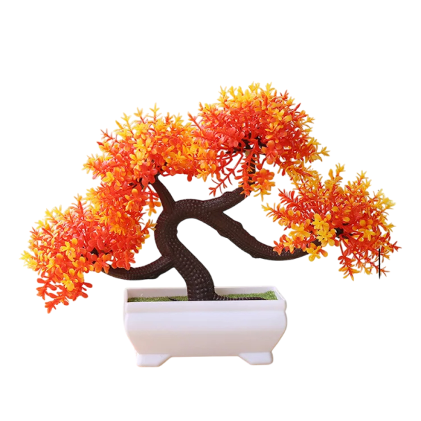 Piccolo albero artificiale in vaso 1 pz Pianta decorativa in plastica simulata Fiore finto Decorazione da tavolo Decorazione da giardino per casa e hotel arancione