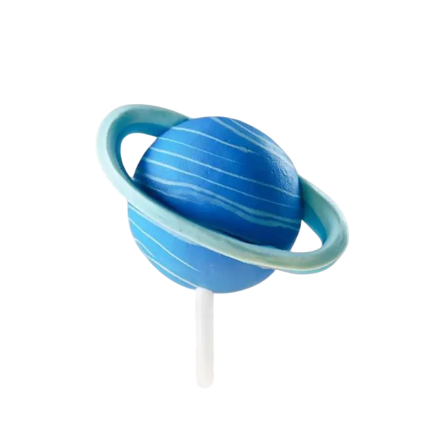 Pico decorativo para bolo em forma de planeta Decoração espacial colorida em látex com motivo à escolha azul