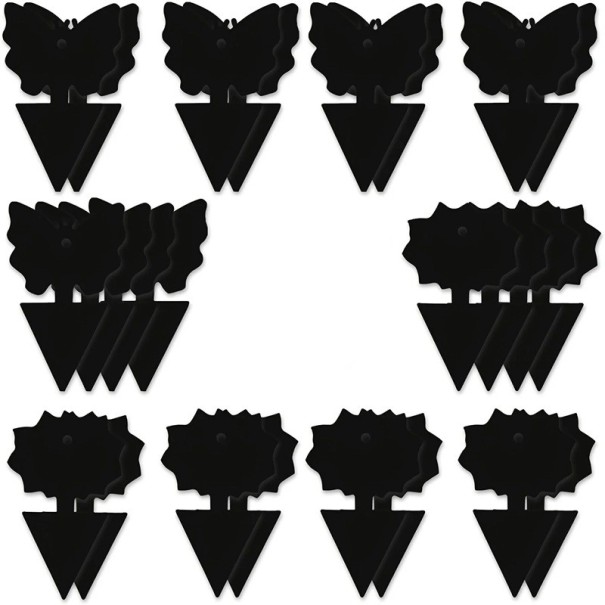 Pièges collants noirs double face pour insectes 24 pièces en forme de papillon et de fleur pour la protection des plantes en pot et au jardin 1