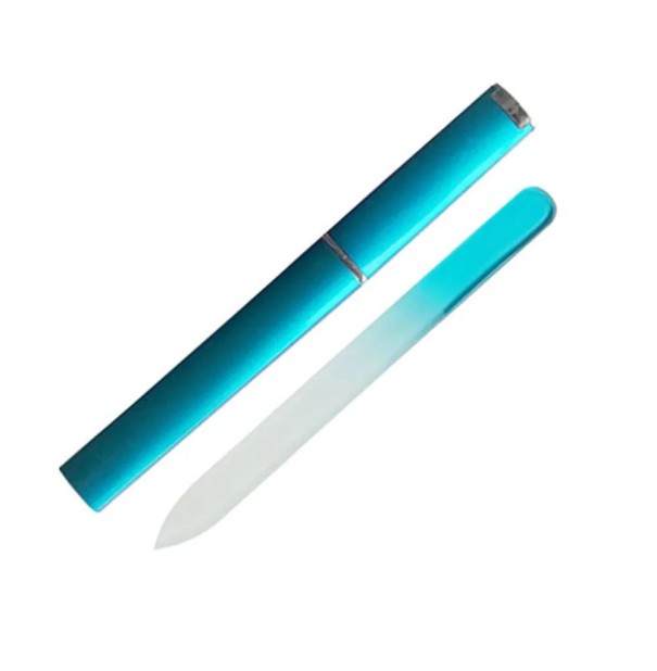 Pieghevole professionale in vetro colorato per unghie 140 x 12 x 3 mm Pieghevole delicato per manicure e cura delle unghie blu