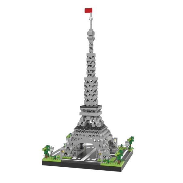 Pieni harmaa Eiffel-torni -rakennussarja 33x16x16 cm Taitettava malli LED-valolla Koristeet taustavalolla Luova rakennussarja lapsille ja aikuisille 1