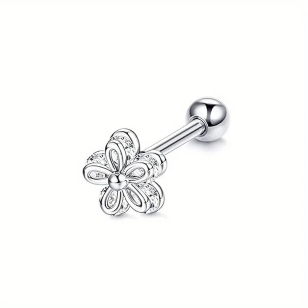 Piercing 16G 1,2 mm x 6 mm ze srebrne oceli dla kobiet Kwiat Delikatna biżuteria ciała do ucha nosa wargi brwi 1