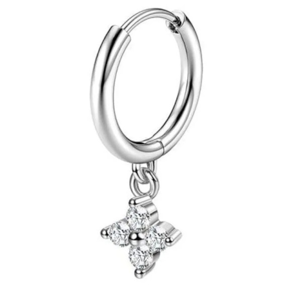 Piercing a cerchio argento con pendente di diamante 0,8 mm x 6 mm x 10 mm in acciaio inossidabile chirurgico per orecchie sensibili 1