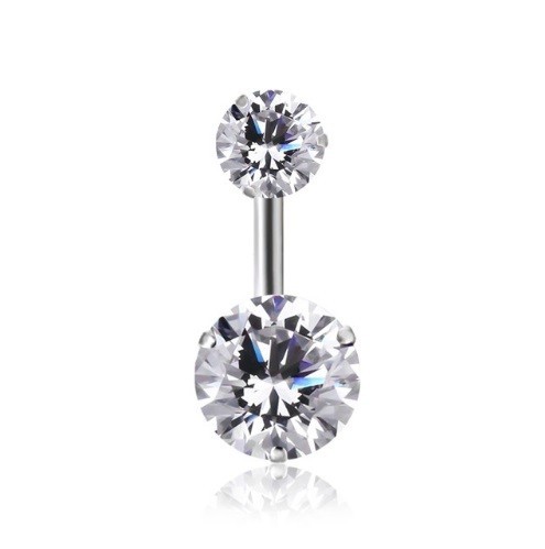 Piercing au nombril avec deux pierres J3524 argenté