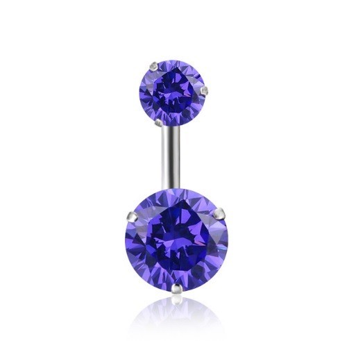 Piercing buric cu două pietre J3524 violet închis