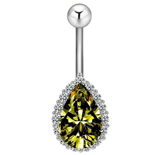 Piercing buric cu piatra J3384 argintiu-verde