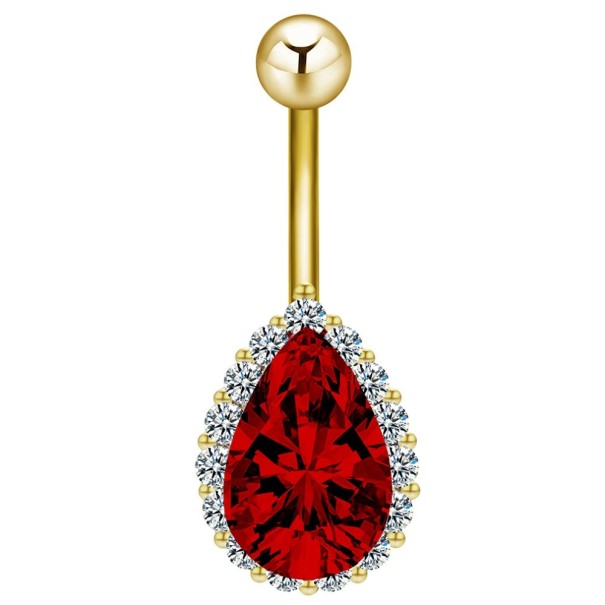 Piercing buric cu piatra J3384 auriu-roșu