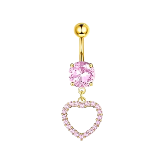 Piercing de acero inoxidable quirúrgico Diamante con corazón Conjunto elegante de joyería corporal para oreja, nariz, labio rosa