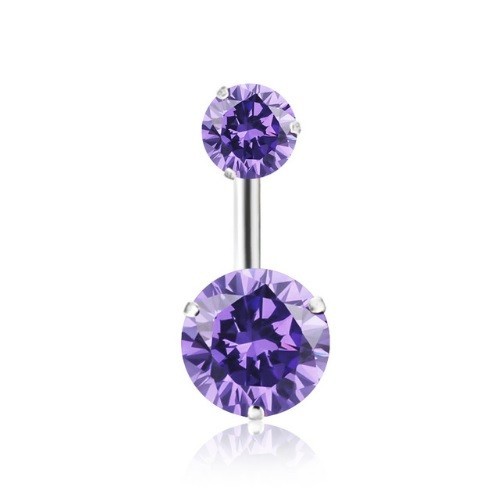 Piercing de umbigo com duas pedras J3524 roxo