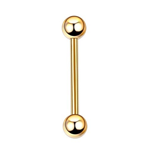 Piercing do jazyka v tvare činky zlatá 16 mm x 5 mm