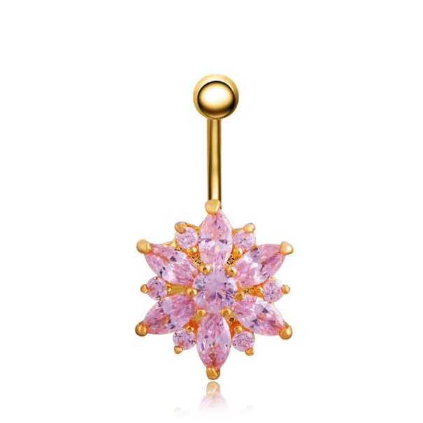 Piercing do pupíku com design estiloso ouro rosa