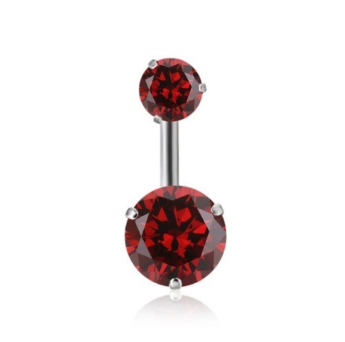 Piercing do pupíku se dvěma kamínky J3524 červená