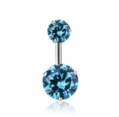 Piercing do pupíku se dvěma kamínky J3524 světle modrá