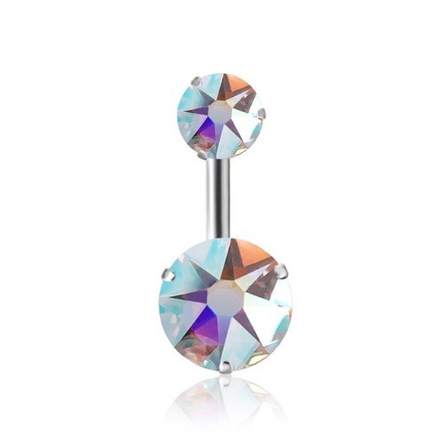 Piercing do pupíku se dvěma kamínky J3524 vícebarevná