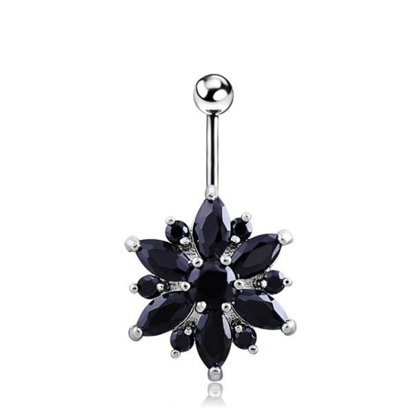 Piercing do pupíku se stylovým designem stříbrno-černá