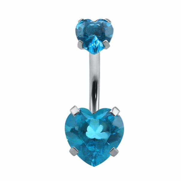 Piercing do pupíku ve tvaru srdíčka modrá