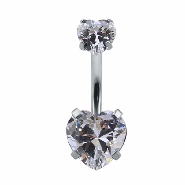 Piercing do pupíku ve tvaru srdíčka stříbrná