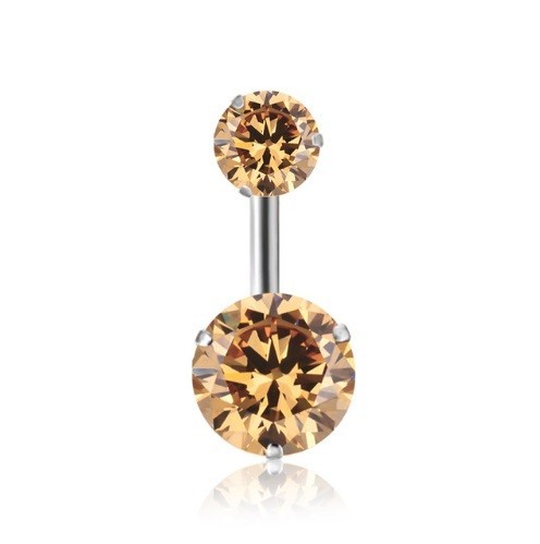 Piercing do pupku s dvoma kamienkami J3524 žltá