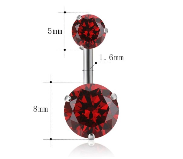 Piercing do pupku s dvoma kamienkami J3524