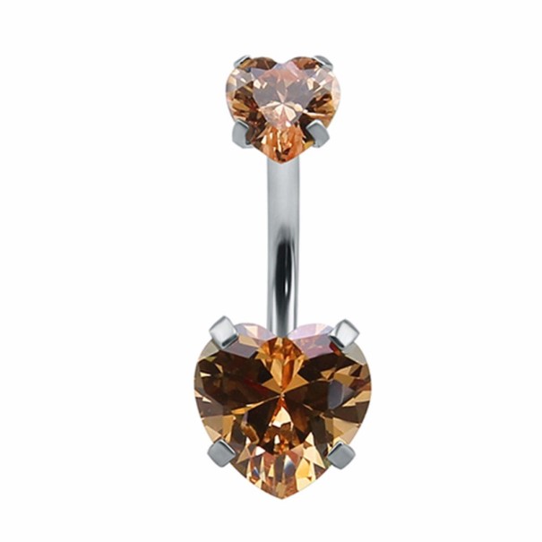 Piercing do pupku v tvare srdiečka oranžová