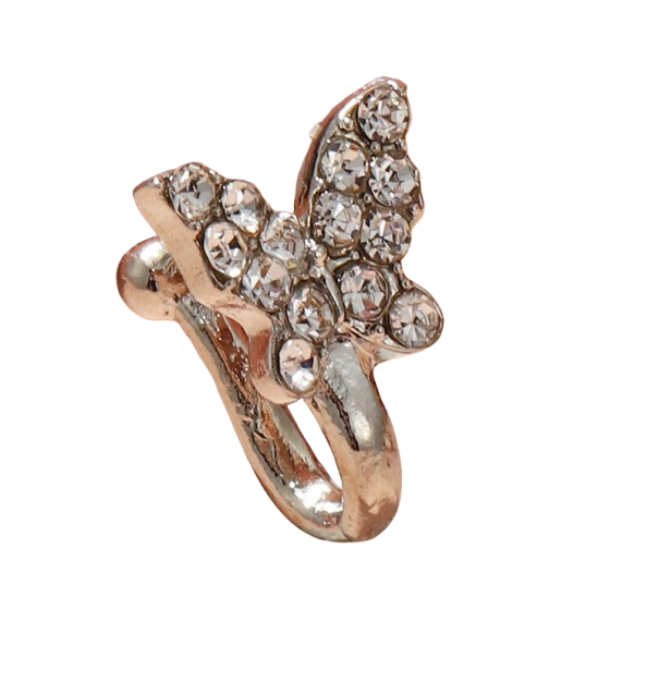 Piercing falso para la nariz con forma de mariposa N915 plateado