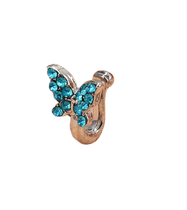 Piercing nas fals fluture N915 albastru deschis