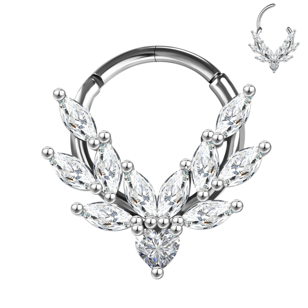 Piercing rotund din argint cu pietre argintii și detalii argintii 10 x 1,2 mm din oțel inoxidabil Bijuterie elegantă pentru purtare zilnică 1