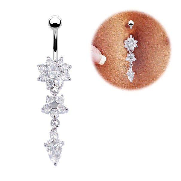 Piercing sexy do umbigo com pendente J1597 prateado