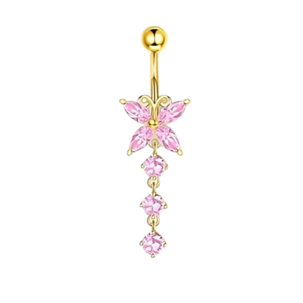 Piercing z chirurgickej nehrdzavejúcej ocele Diamant s motýľom Elegantný trblietavý telový šperk do ucha, nosa, pier ružová