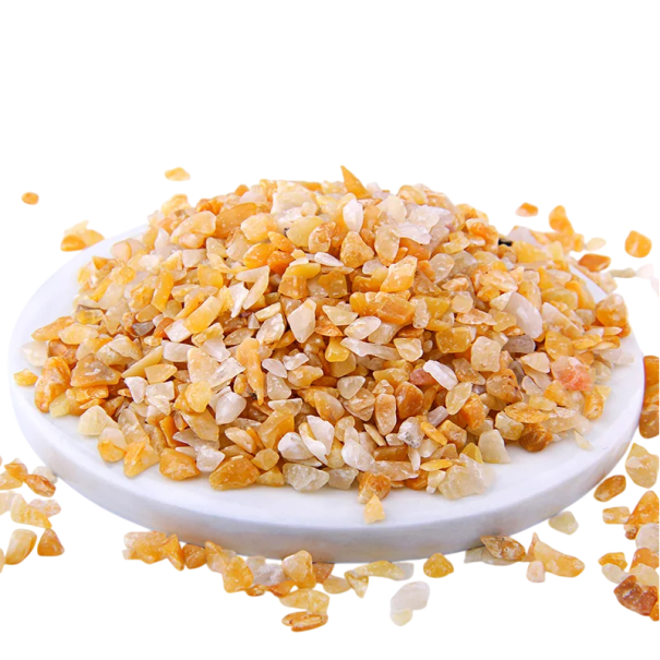 Pietre decorative din aventurin galben mărunțit 3–5 mm 50 g pietre galbene naturale pentru creație, aranjare și decorațiuni 1
