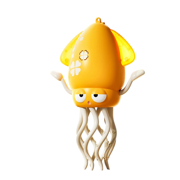 Pieuvre dansante interactive avec mouvement et lumière Évitement automatique des obstacles Jeu de pêche Rechargeable par USB jaune