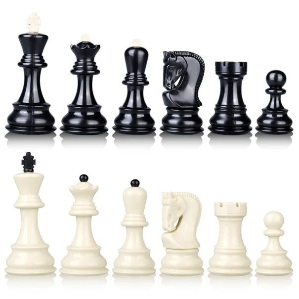 Piezas de ajedrez de plástico Juego clásico de piezas de ajedrez para jugar en casa y en torneos Piezas duraderas en blanco y negro 1