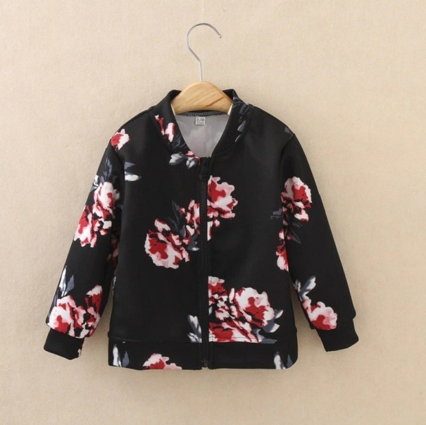 Pige-sweatshirt med blomsterprint L1850 sort 3
