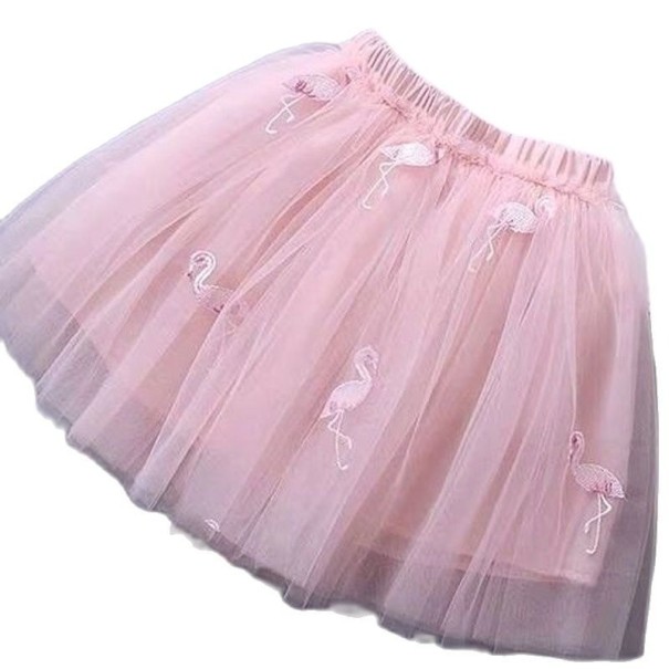 Pigenederdel med flamingoer L1055 rosa 3