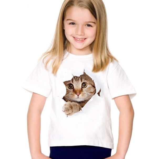 Piger 3D-katte-t-shirt J605 4 B