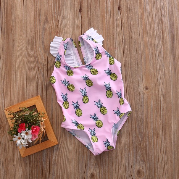 Piger badedragt med ananas - Pink 3-6 måneder