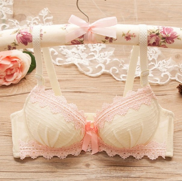 Piger-bh med blonder beige 14