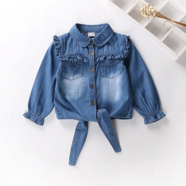 Piger denimbluse 1779 mørkeblå 2