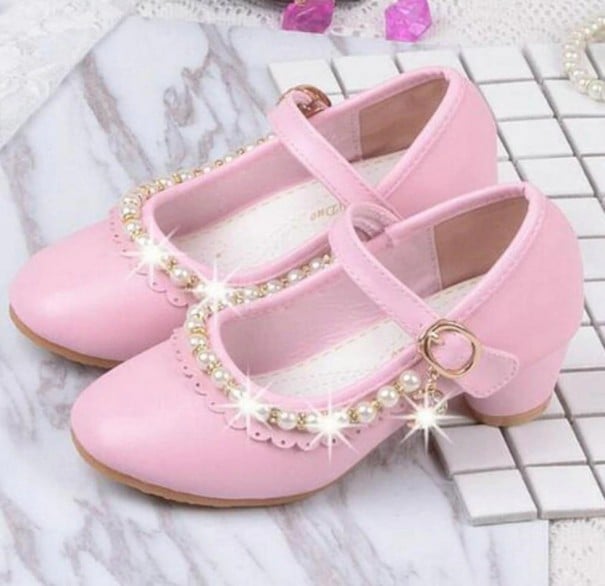 Piger pumps med perler rosa 29,5