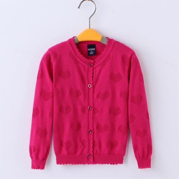 Piger sweater med knapper L597 mørkerosa 11 Piger sweater med knapper L597 mørkerosa 11